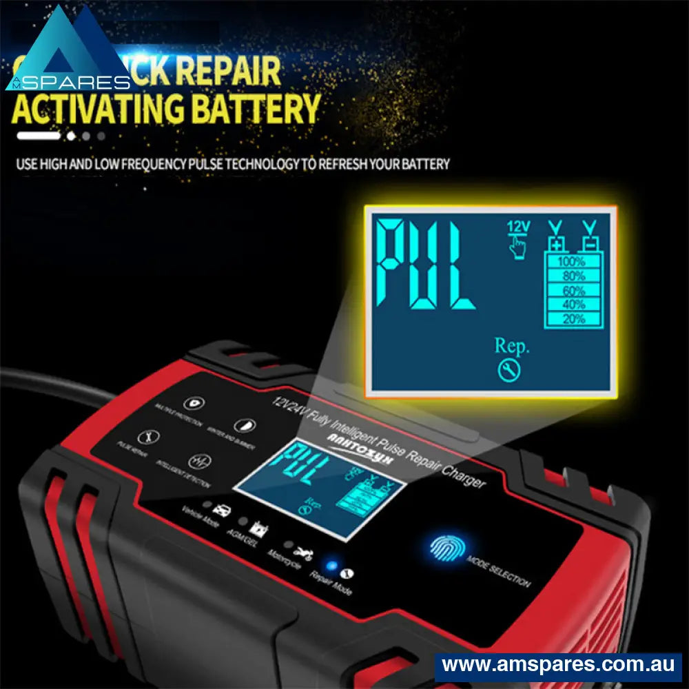 12V/24V Car Battery Charger Smart Trickle Repair Caravan Motorcycle Boat Gel/Agm Auto Accessories >
