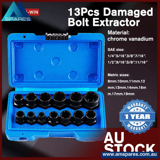 13 - Piece Impact Bolt & Nut Remover Set Extractor Socket Tool Auto Accessories > Tools