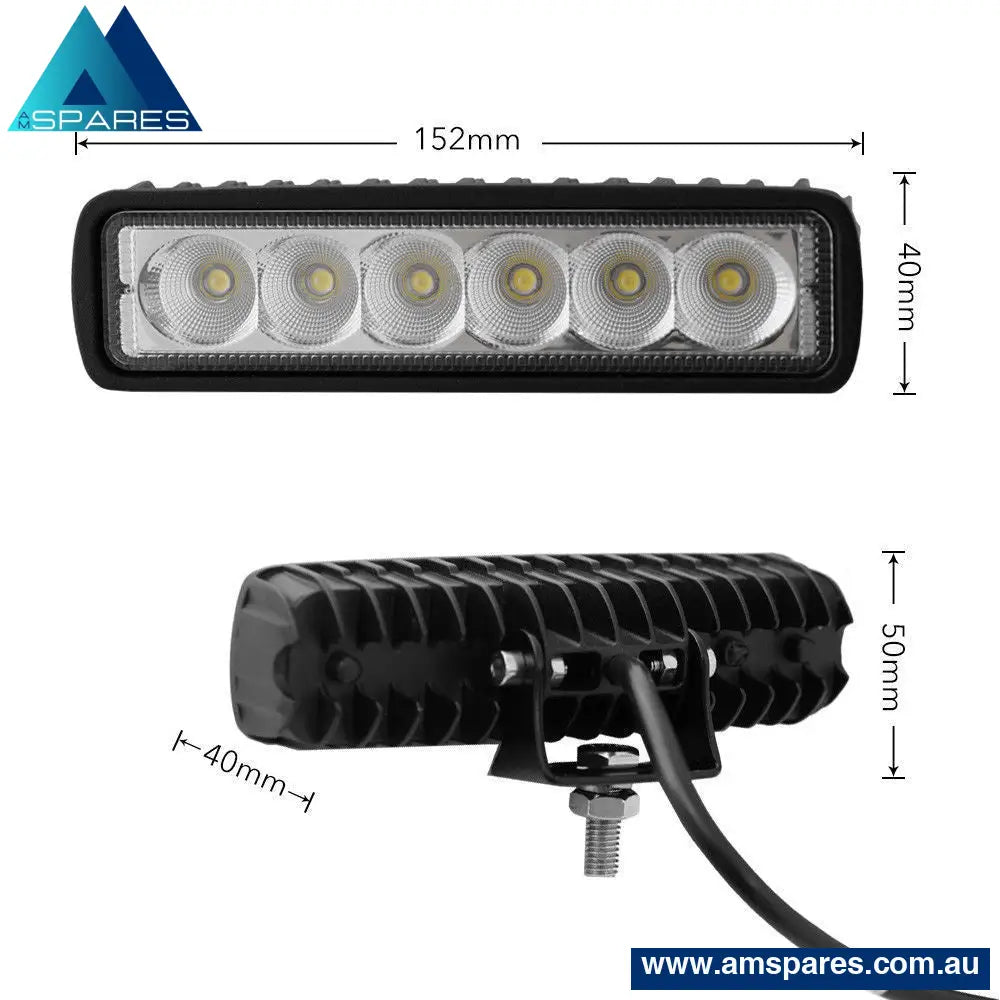 2 X 6Inch 18W Led Work Light Bar Driving Lamp Flood Truck Offroad Mining Ute 4Wd Auto Accessories >