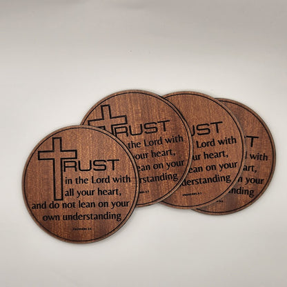 Inspirational Coaster Set - Trust in the Lord (Cedar)