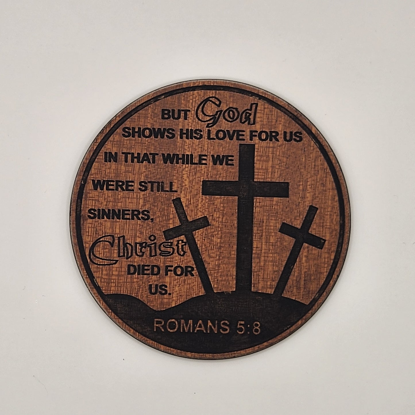 Inspirational Coaster Set - But God Shows His Love for Us (Cedar)