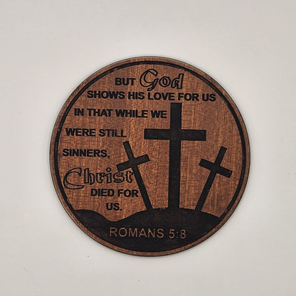 Inspirational Coaster Set - But God Shows His Love for Us (Cedar)