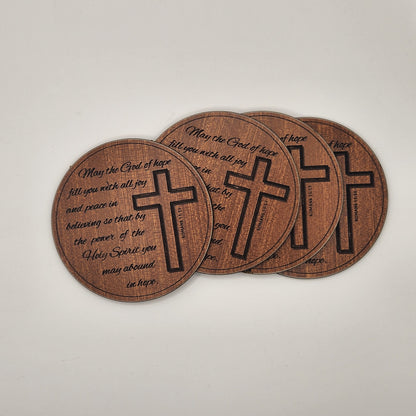 Inspirational Coaster Set - May the God of Hope (Cedar)