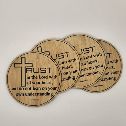 Inspirational Coaster Set - Trust in the Lord (Bamboo)