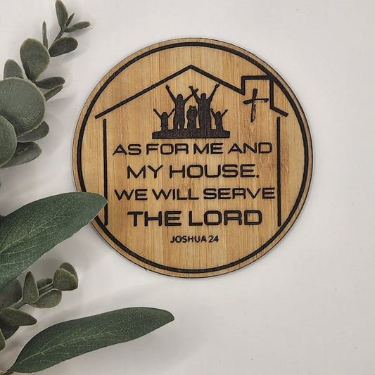 Inspirational Coaster Set - As for Me and My House will serve the Lord (Bamboo)