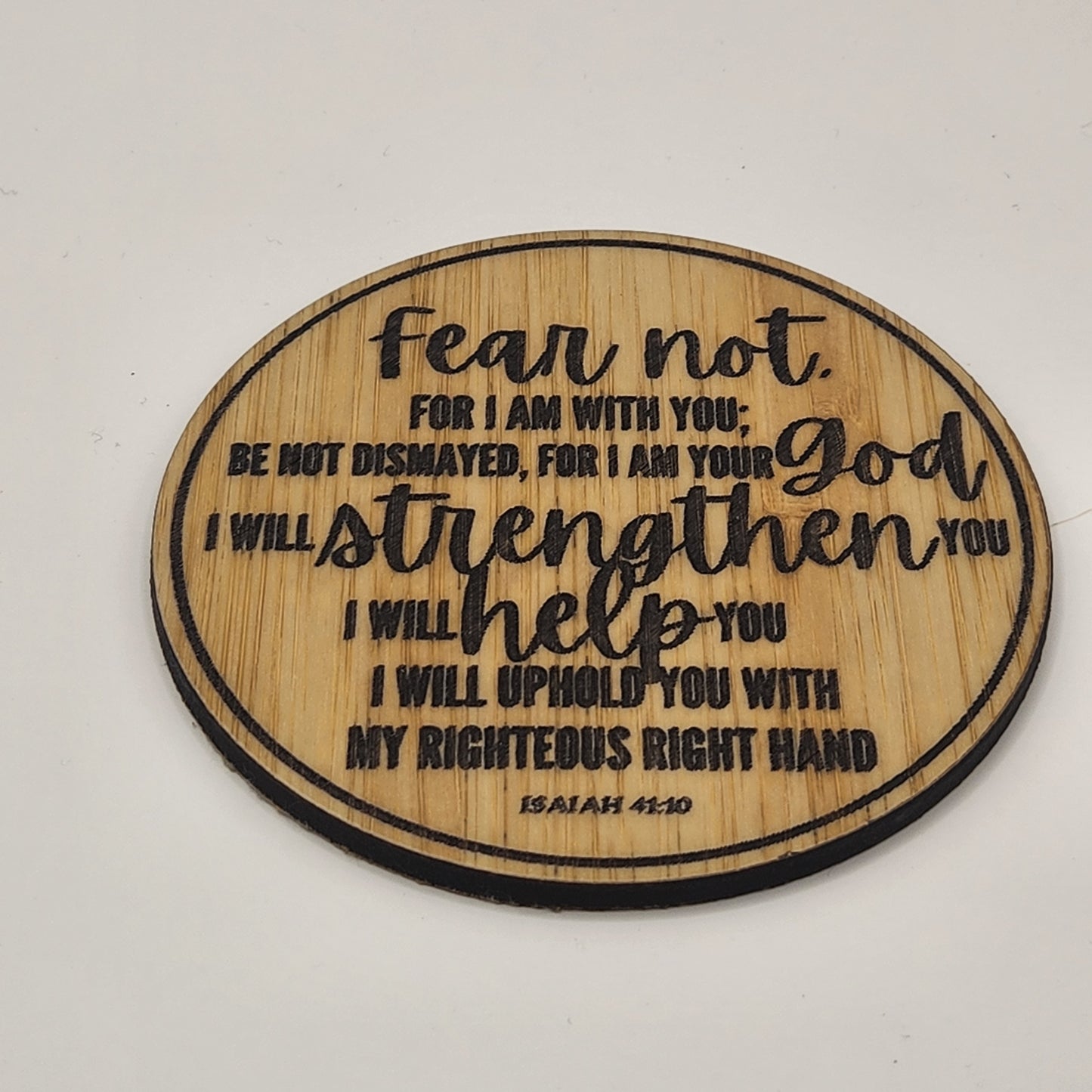 Inspirational Coaster Set - Fear Not for I am with You (Bamboo)