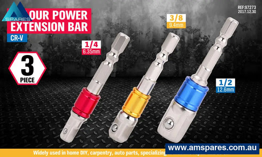 3Pc Socket Bit Adaptor Set Drill Nut Driver Power Extension Bars 1/4’ 3/8’ 1/2’ Tools > Other