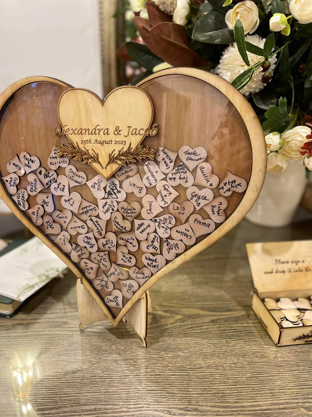 Handmade Laser Wedding Guest Book Heart Personalised