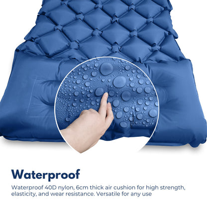 KILIROO Inflatable Camping Sleeping Pad with Pillow (Navy Blue)