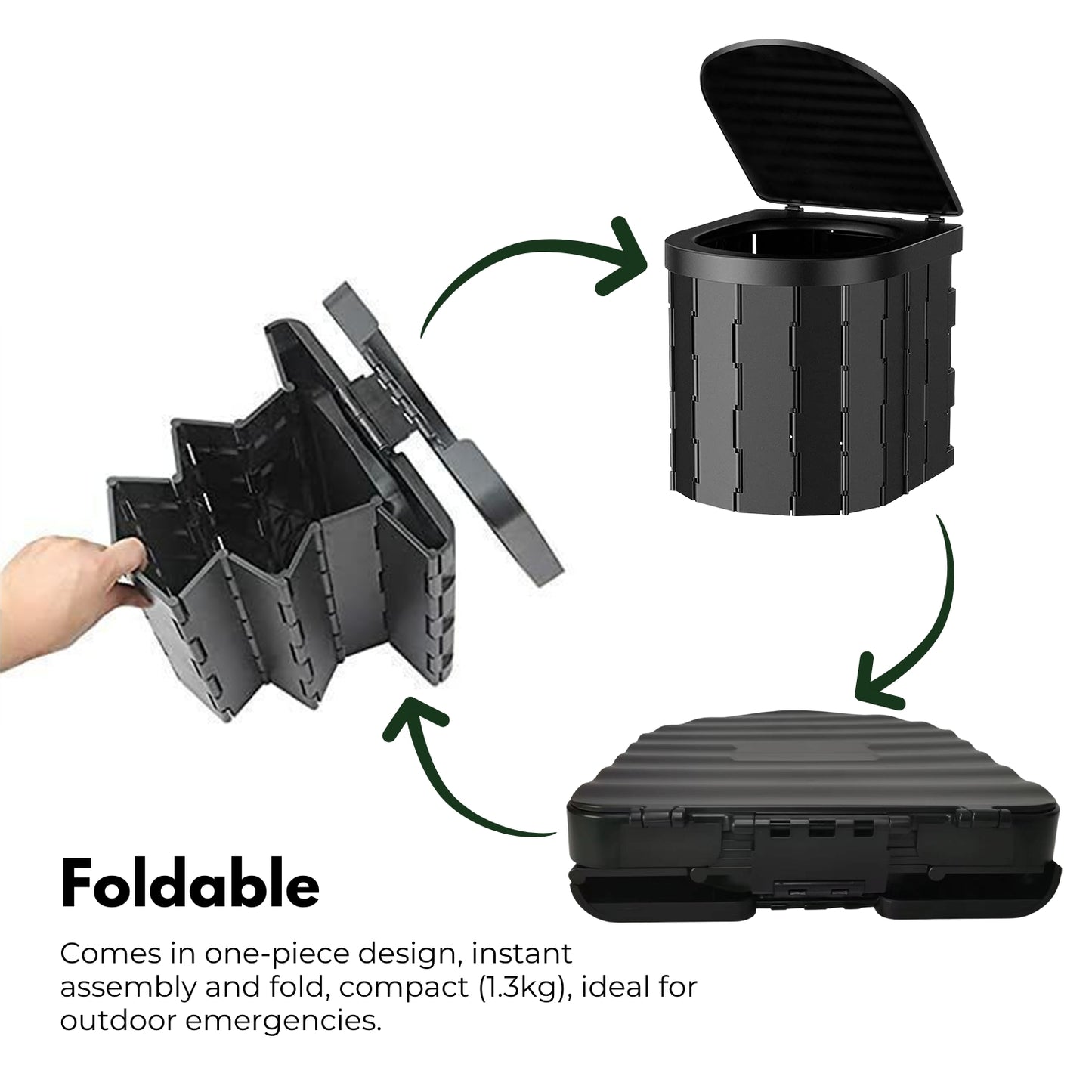 KILIROO Portable Foldable Potty With Lid (Black)