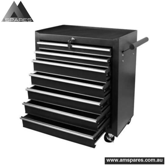 Black 7 Drawer Tool Box Trolley Cabinet Storage Cart Garage Toolbox Organiser Set Auto Accessories