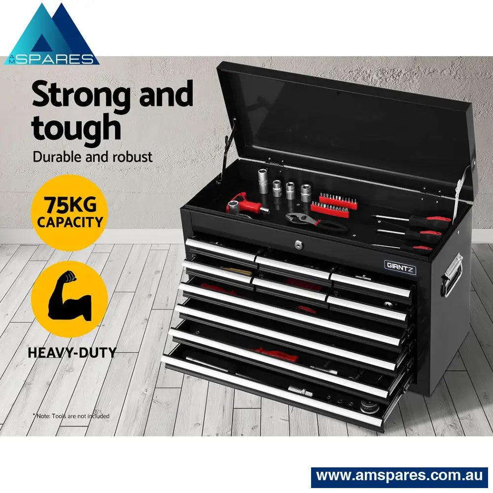 Giantz 10 Drawer Tool Box Cabinet Chest Toolbox Storage Garage Organiser Black Tools >
