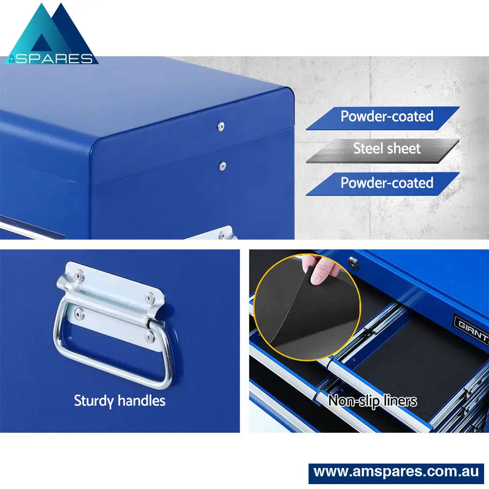 Giantz 10 Drawer Tool Box Cabinet Chest Toolbox Storage Garage Organiser Blue Tools >
