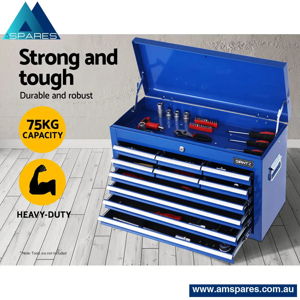 Giantz 10 Drawer Tool Box Cabinet Chest Toolbox Storage Garage Organiser Blue Tools >