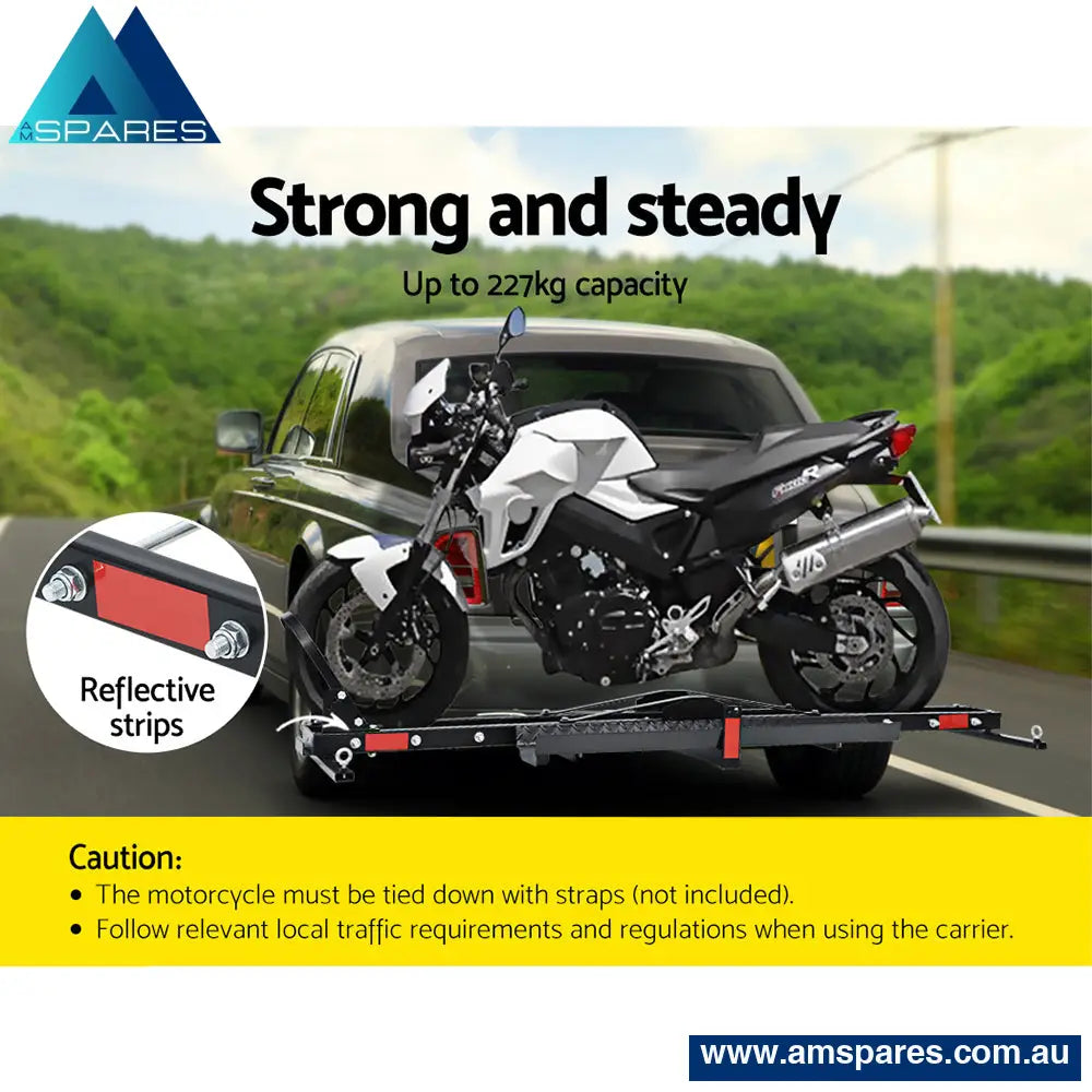 Giantz Motorcycle Motorbike Carrier Rack Arm Dirt Bike Ramp 2’Towbar Steel Black Sports & Fitness