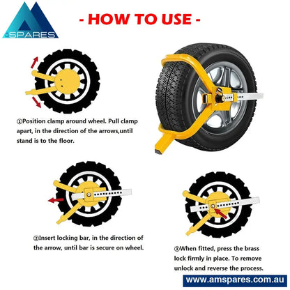 Heavy Duty Wheel Defender Lock Clamp Tyre 13’ 14’ 15’ Car Caravan Trailer Auto Accessories > Others
