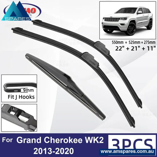 Jeep Grand Cherokee Wk2 2013-2020 Car Front Rear Wiper Blades Soft Rubber Windscreen Wipers Auto