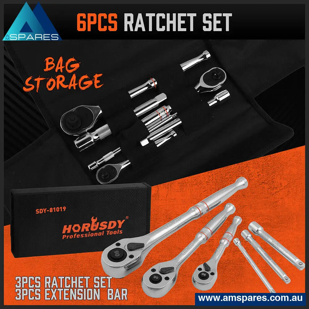 Mini Ratchet Spanner 1/2 3/8 1/4 Drive 90 Tooth Extension Bar Workshop With Bag Auto Accessories >