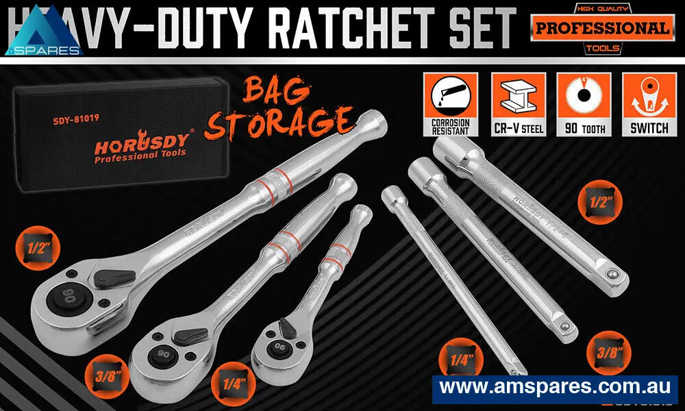 Mini Ratchet Spanner 1/2 3/8 1/4 Drive 90 Tooth Extension Bar Workshop With Bag Auto Accessories >