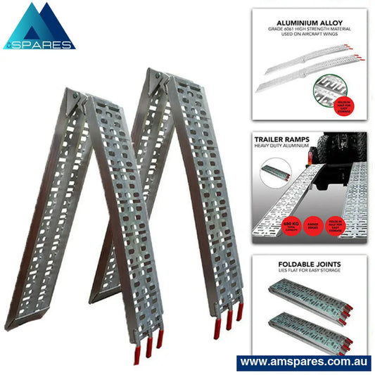 Single Aluminium Folding Ramp With Support Strap Load Atv Cycles Motorcycles 680Kg Tools > Other