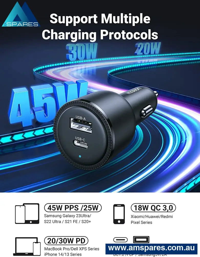 Ugreen 90645 63W Usb - C Car Charger Electronics > Mobile Accessories