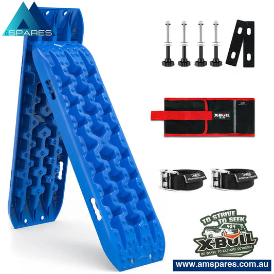 X-Bull 2Pcs Recovery Boards Tracks Snow Mud Tracks 4Wd With 4Pc Mounting Bolts Blue Auto