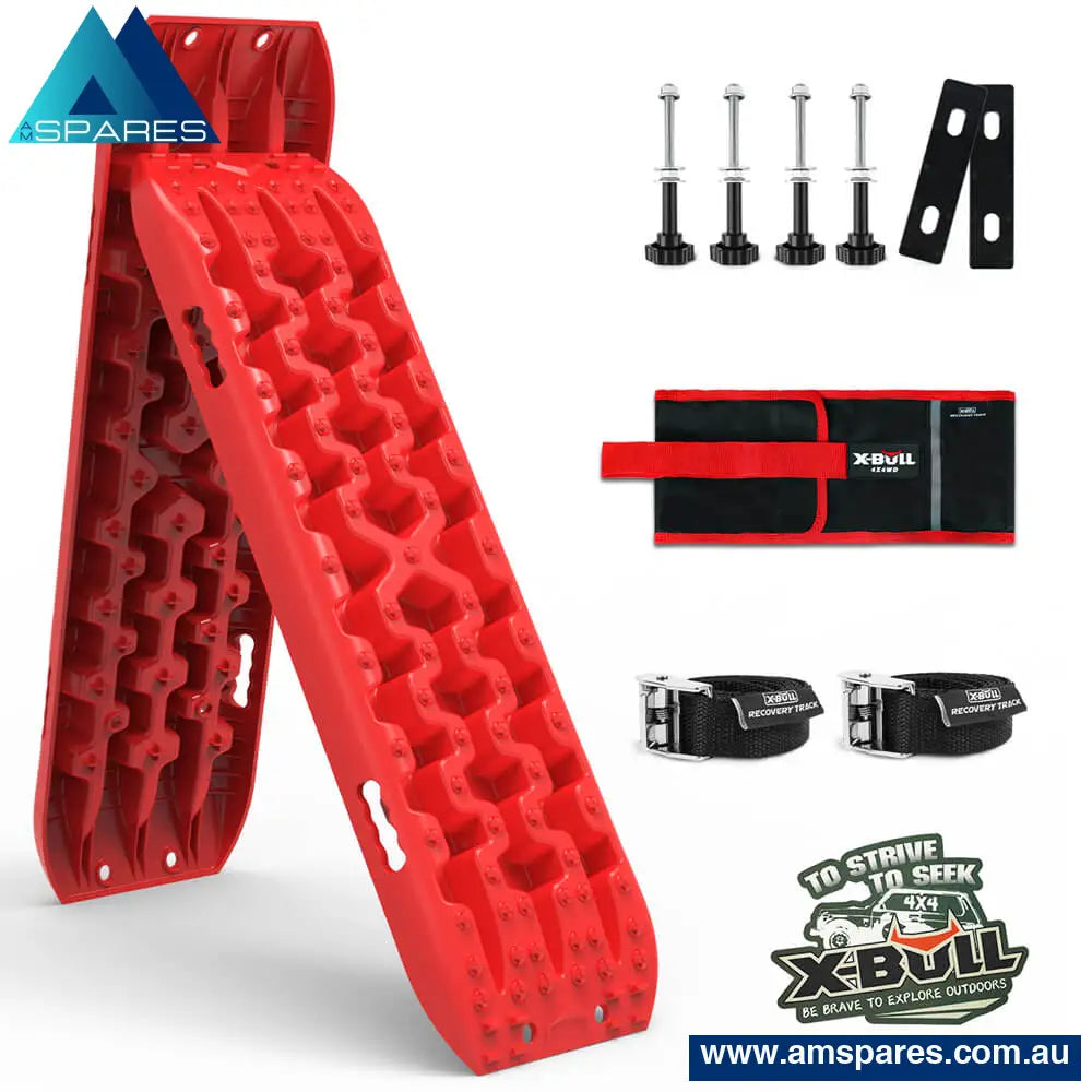 X-Bull 2Pcs Recovery Tracks Snow Mud Tracks 4Wd With 4Pc Mounting Bolts Red Auto Accessories > &