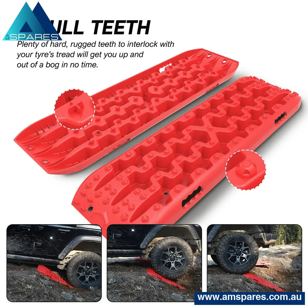 X-Bull 2Pcs Recovery Tracks Snow Mud Tracks 4Wd With 4Pc Mounting Bolts Red Auto Accessories > &