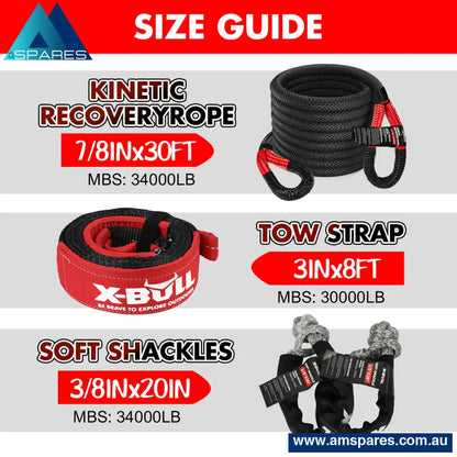 X-Bull 4Wd Recovery Kit 15Pcs Winch Track Kinetic Rope Snatch Strap 4X4 Auto Accessories > &
