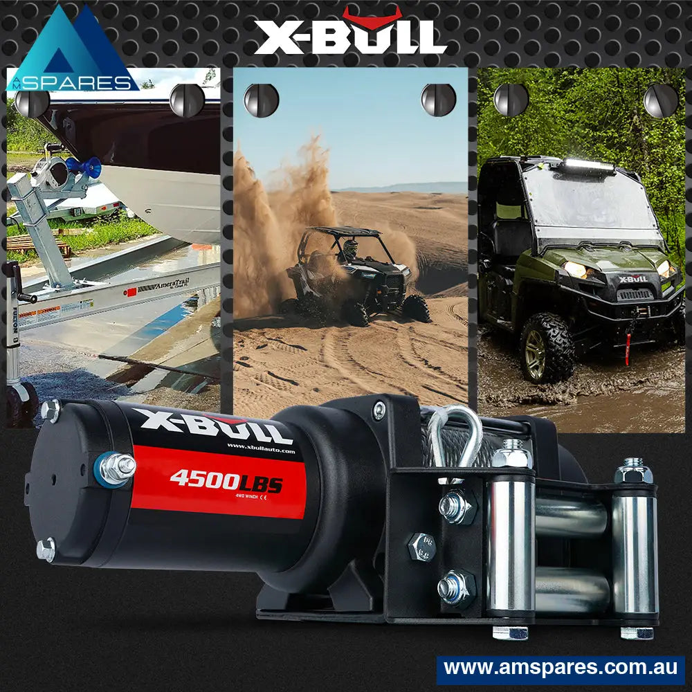 X-Bull Electric Winch 4500Lbs/2041Kg Steel Cable Wireless Remote Boat Atv 4Wd Auto Accessories > &