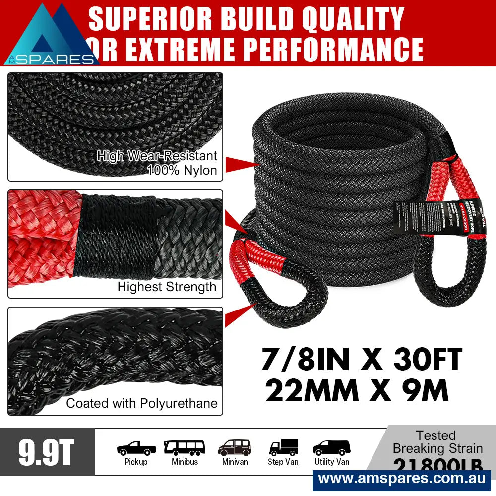 X-Bull Recovery Kit 4X4 Off-Road Kinetic Rope Snatch Strap Winch Damper 4Wd13Pcs Auto Accessories >