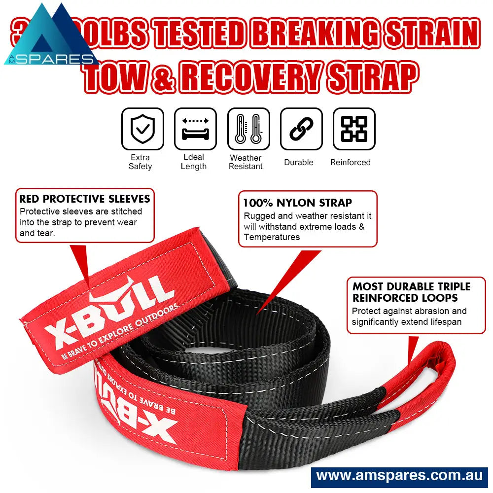 X-Bull Recovery Kit 4X4 Off-Road Kinetic Rope Snatch Strap Winch Damper 4Wd13Pcs Auto Accessories >
