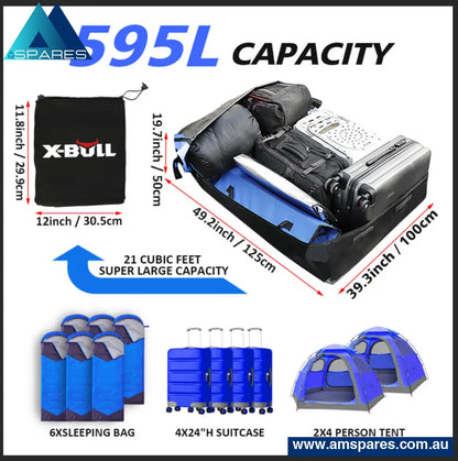 X-Bull Waterproof Car Roof Cargo Bag 595L Top Rack Carrier Luggage Storage Cube Auto Accessories >