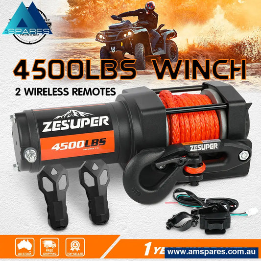 Zesuper 4500Lb Electric Winch 12V Wireless Portable Atv Utv Boat Trailer Auto Accessories > 4Wd &